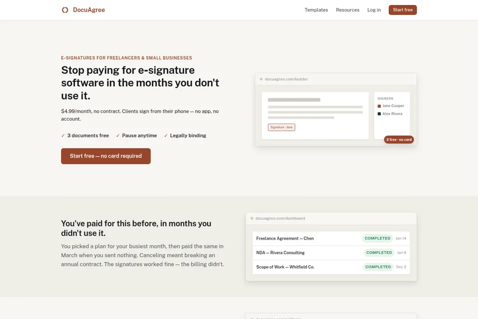 Aperçu de la landing page