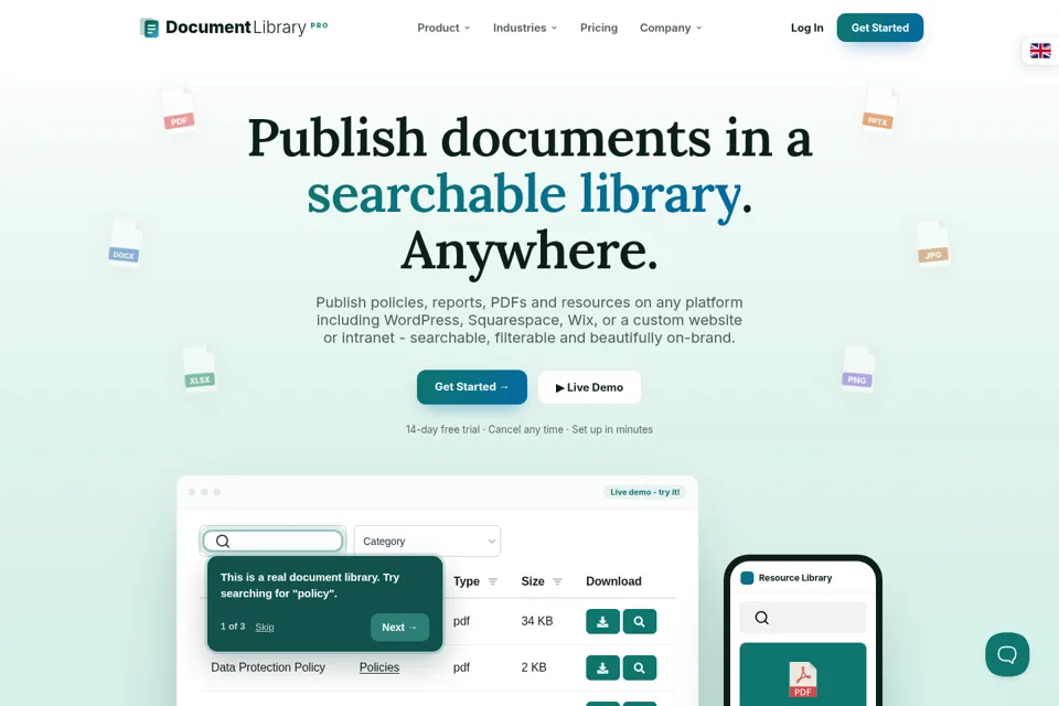 Landing page preview