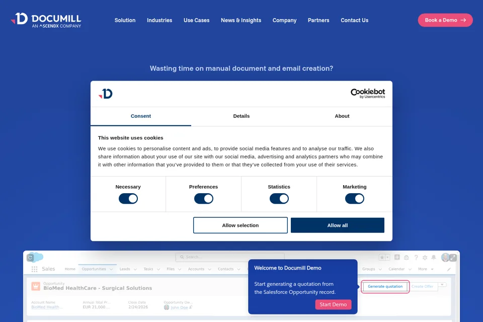 Aperçu de la landing page