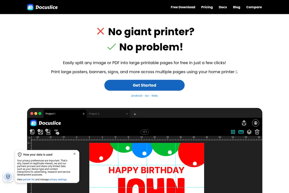 Aperçu de la landing page