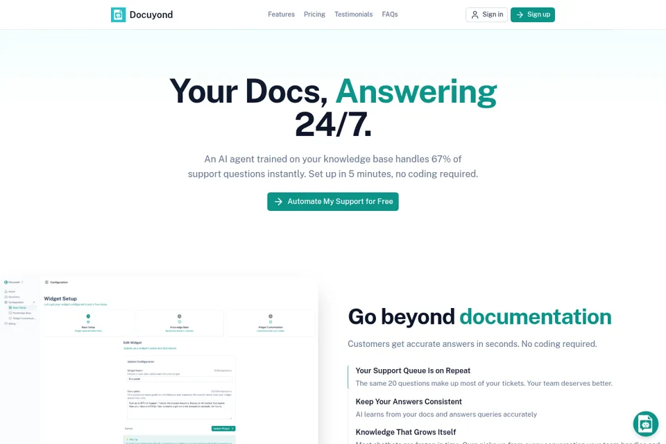 Aperçu de la landing page