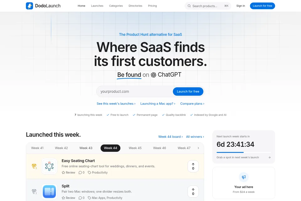 Aperçu de la landing page