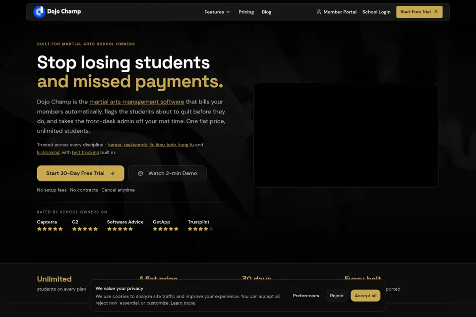 Aperçu de la landing page
