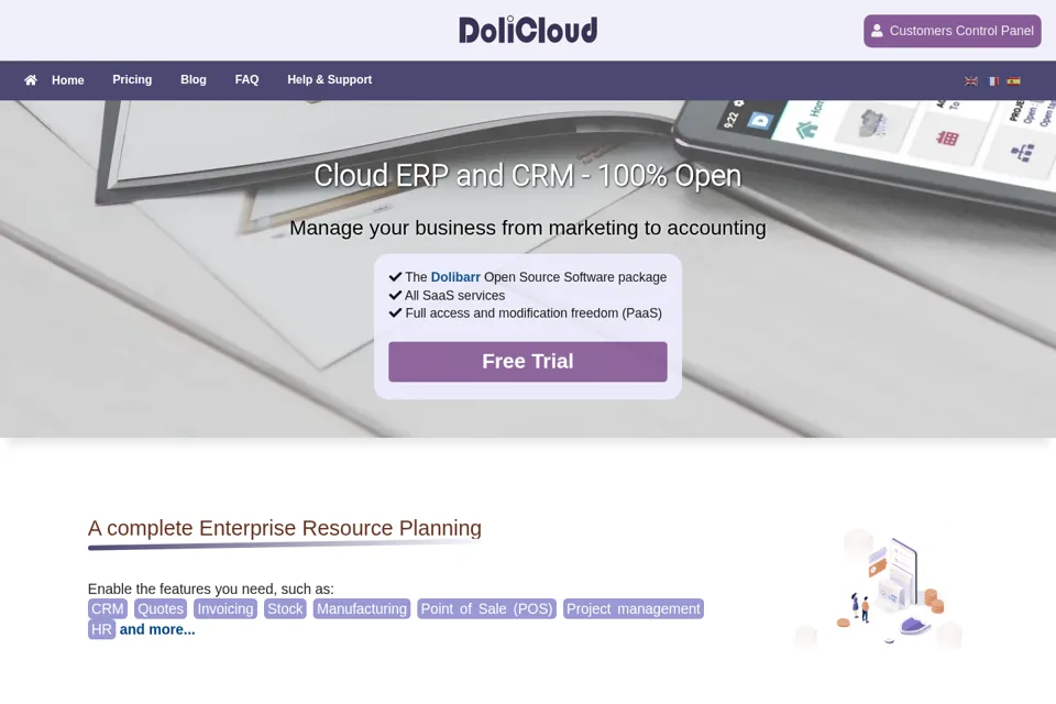 Aperçu de la landing page