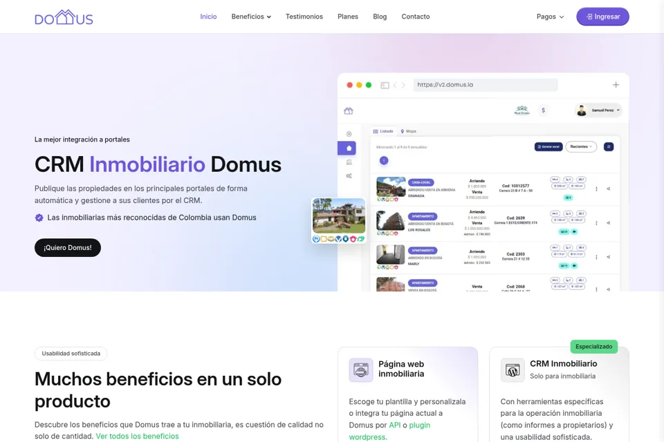 Aperçu de la landing page