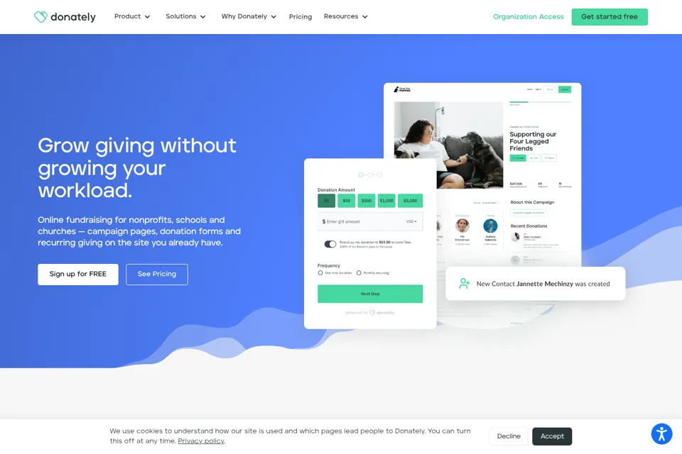 Aperçu de la landing page
