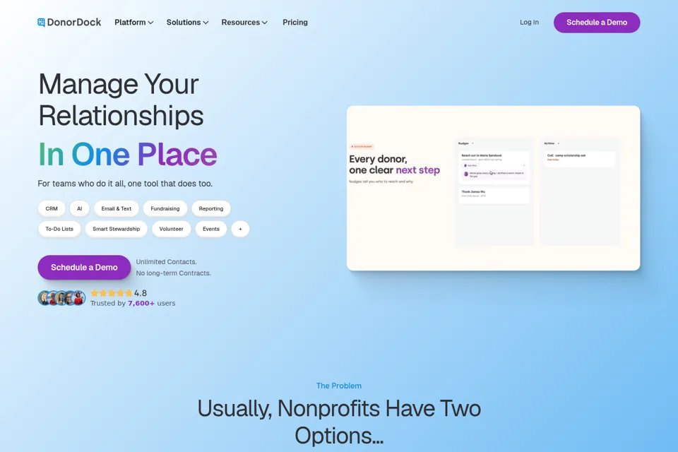 Aperçu de la landing page