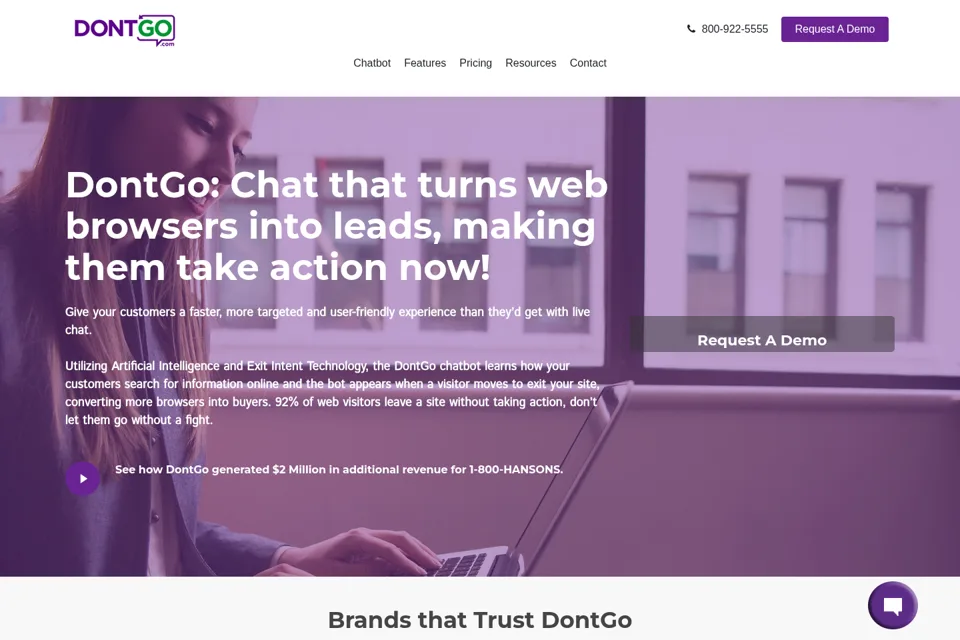 Aperçu de la landing page