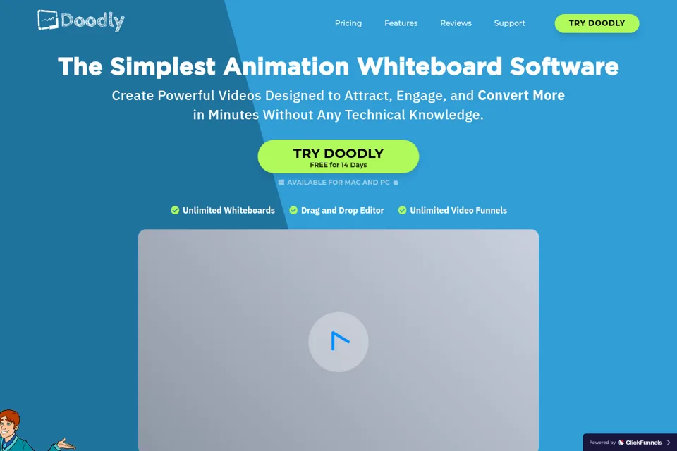 Aperçu de la landing page