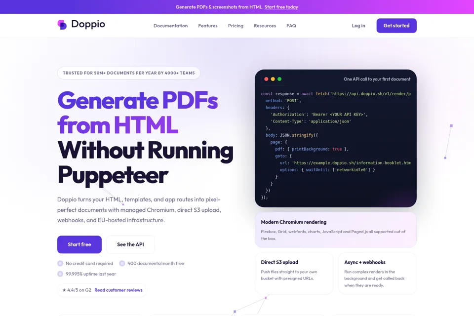 Aperçu de la landing page