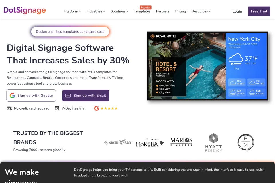 Aperçu de la landing page