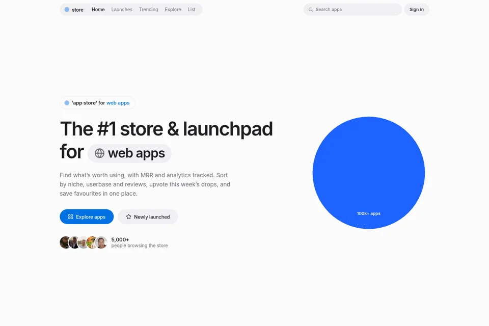 Aperçu de la landing page