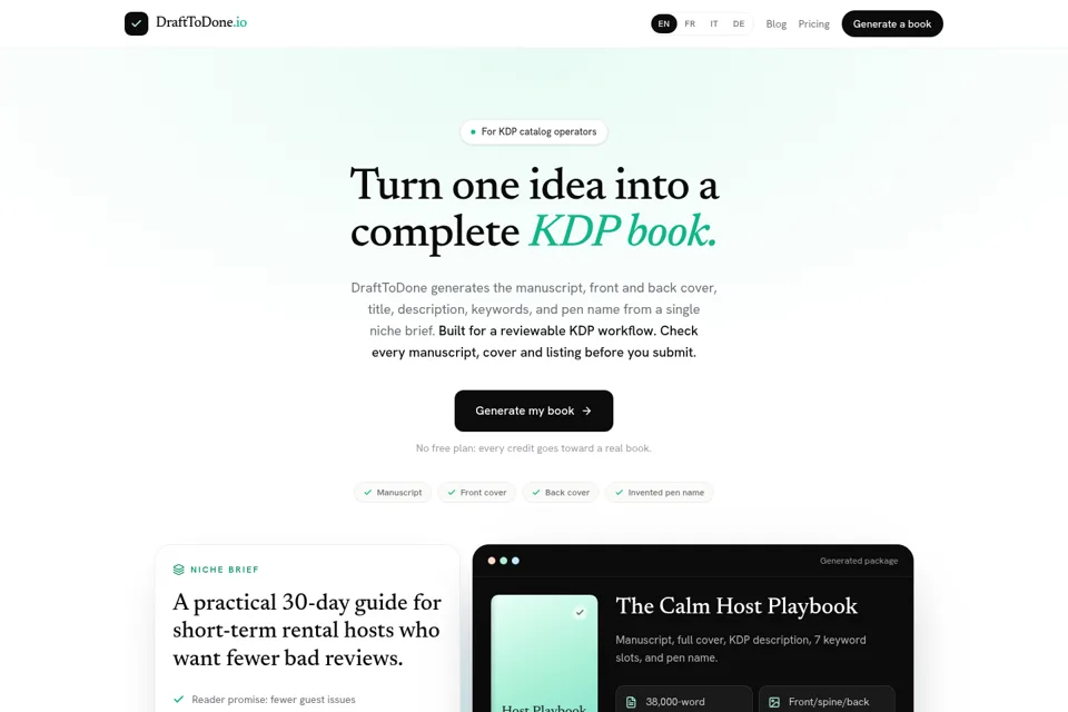 Aperçu de la landing page