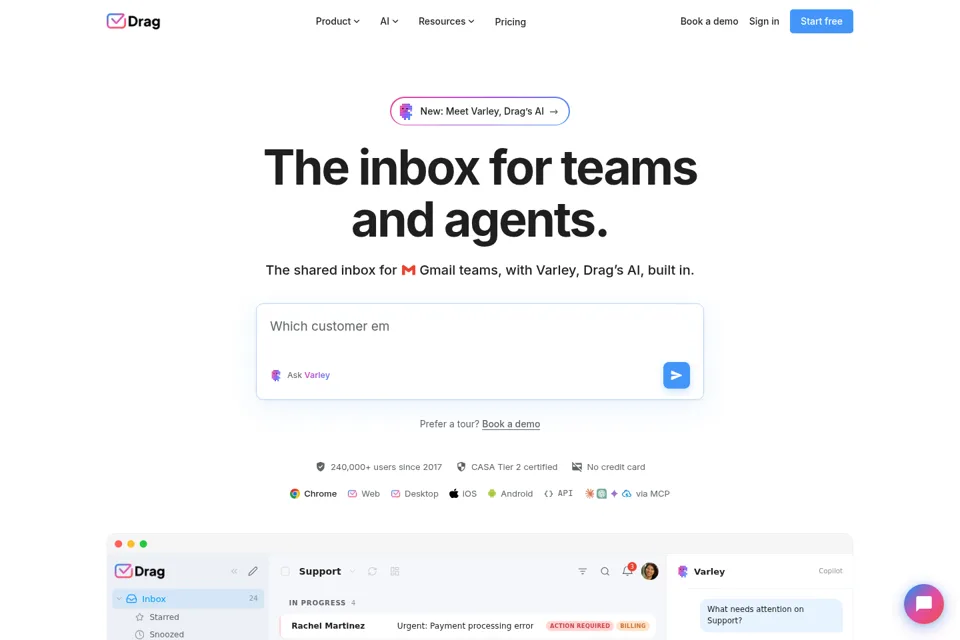 Aperçu de la landing page