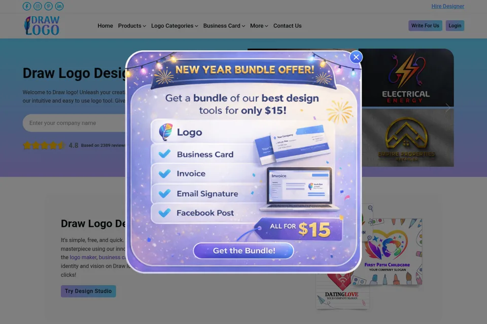 Aperçu de la landing page