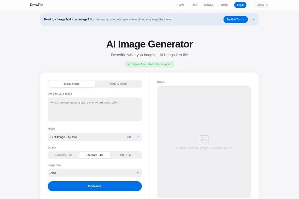 Aperçu de la landing page