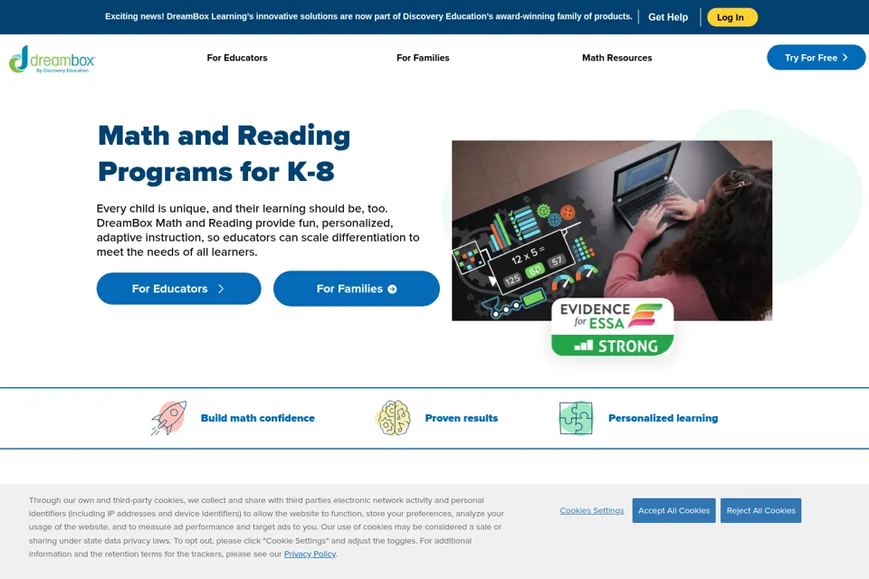 Aperçu de la landing page