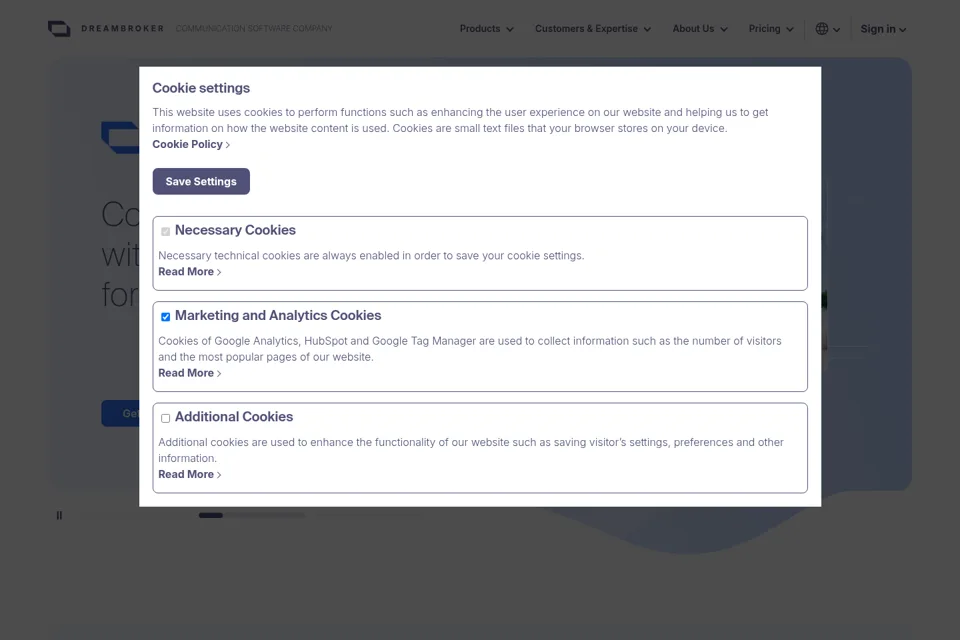 Aperçu de la landing page
