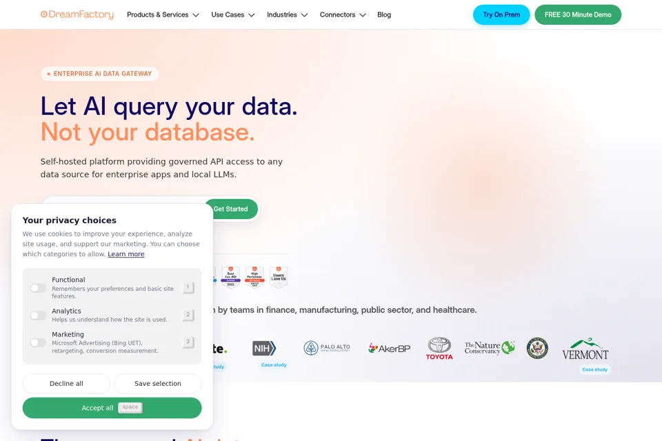 Aperçu de la landing page
