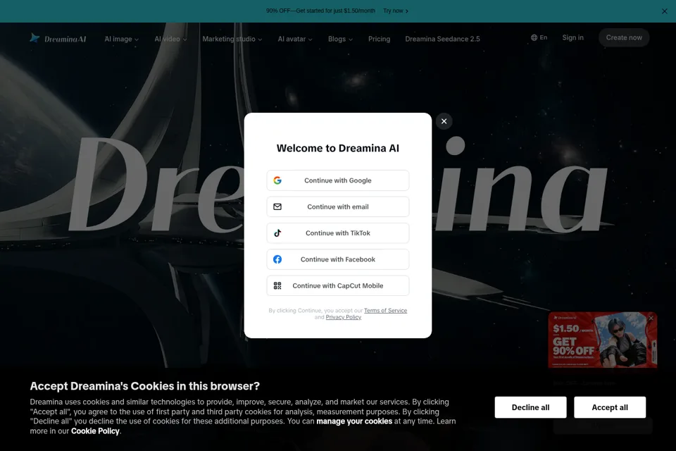 Aperçu de la landing page