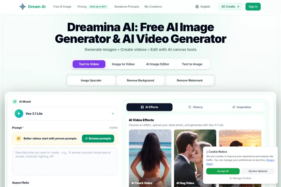 Aperçu de la landing page