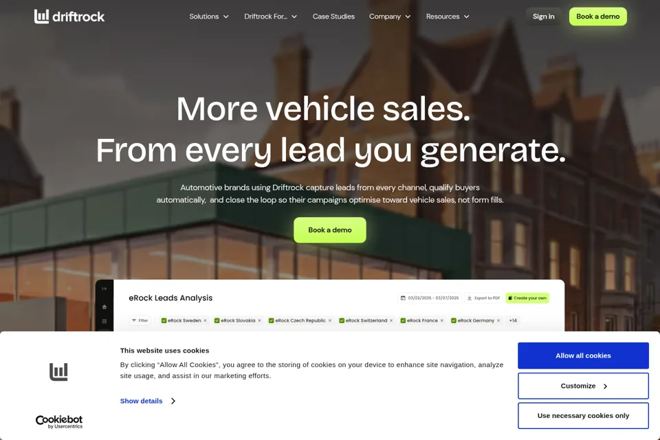 Aperçu de la landing page