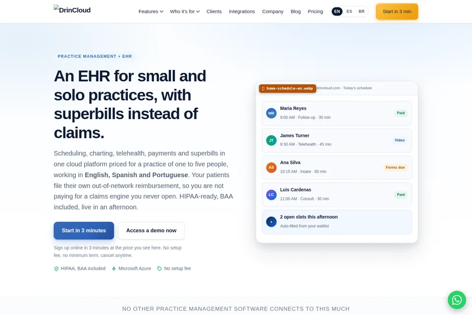 Aperçu de la landing page