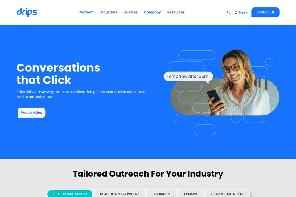Aperçu de la landing page