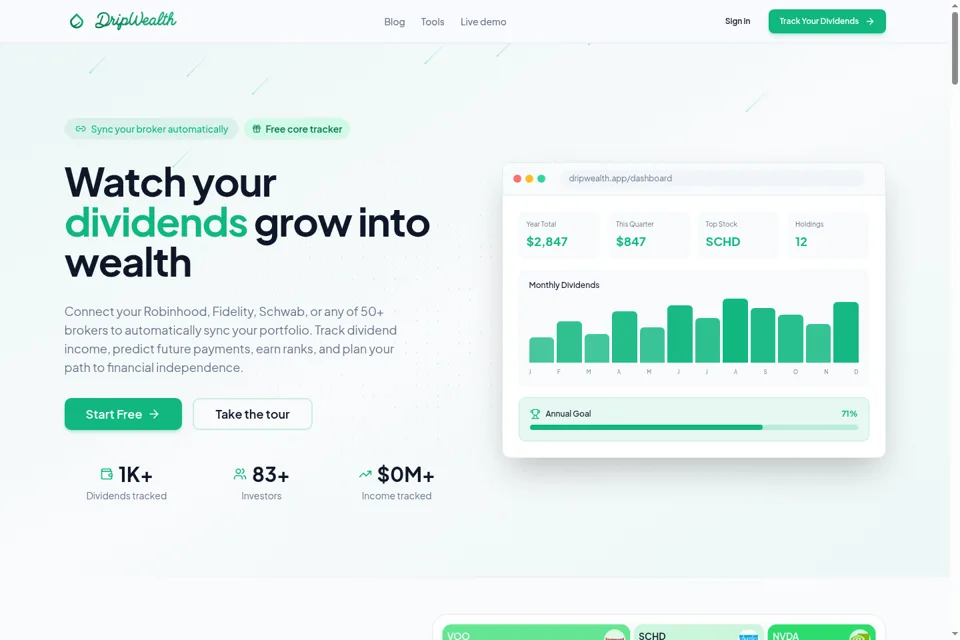 Aperçu de la landing page