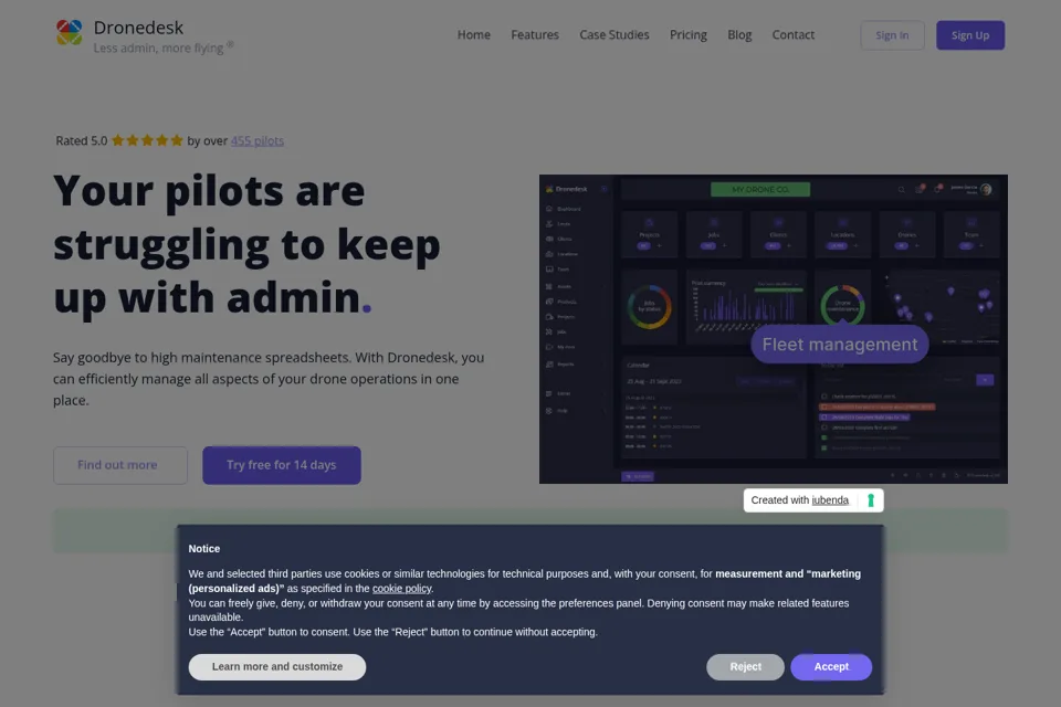 Aperçu de la landing page