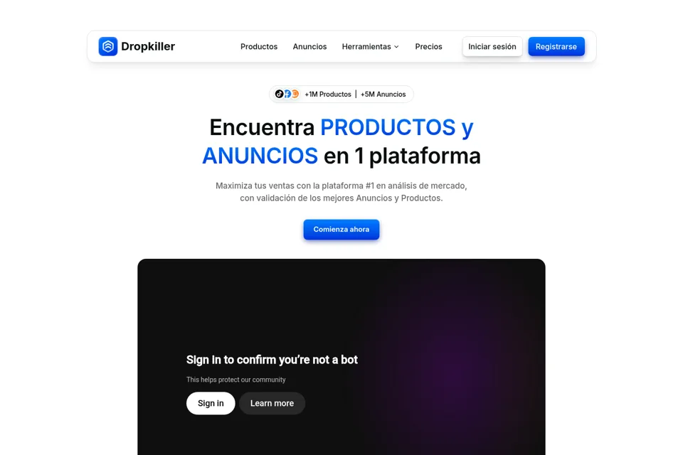 Aperçu de la landing page