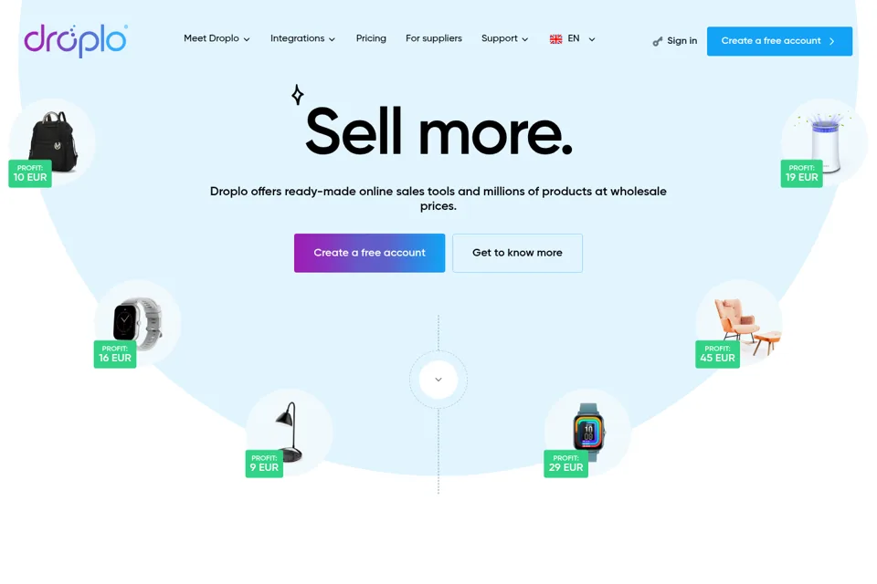 Aperçu de la landing page