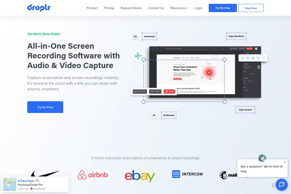 Aperçu de la landing page