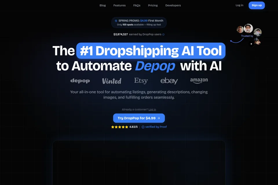 Aperçu de la landing page
