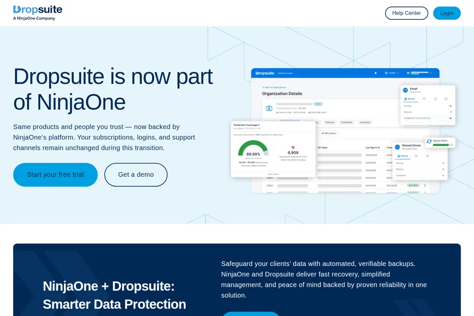 Aperçu de la landing page