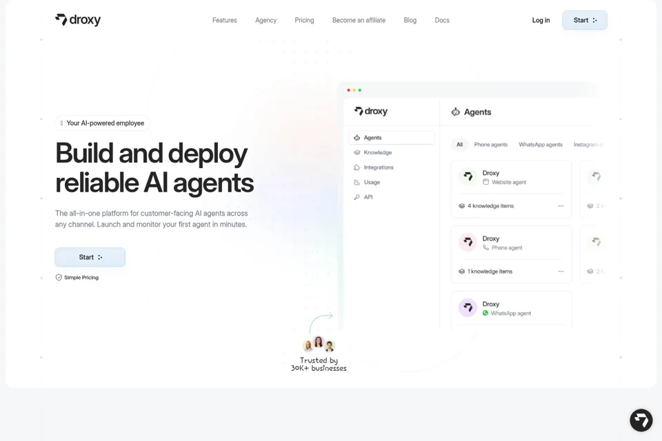 Aperçu de la landing page