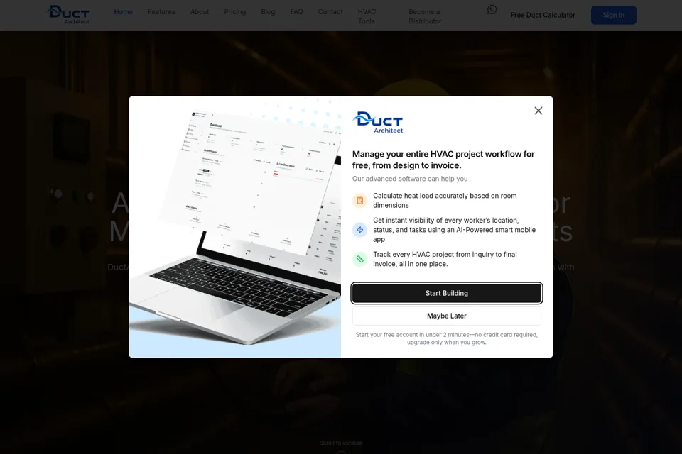 Aperçu de la landing page