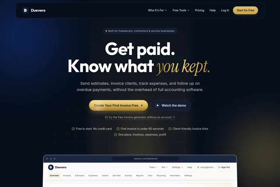 Aperçu de la landing page