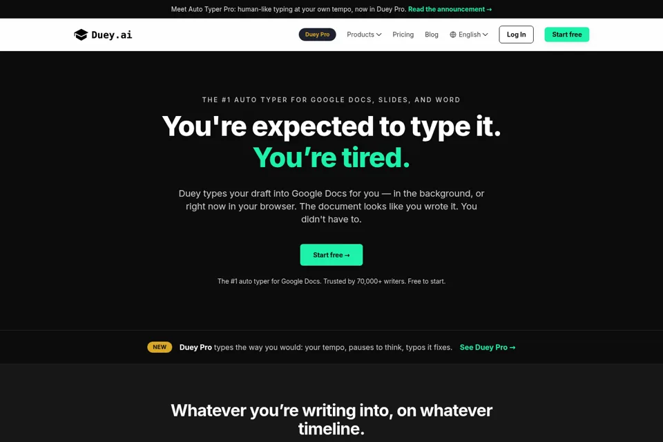 Aperçu de la landing page