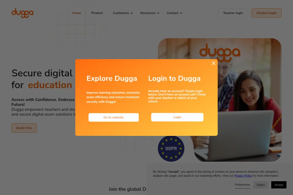 Aperçu de la landing page
