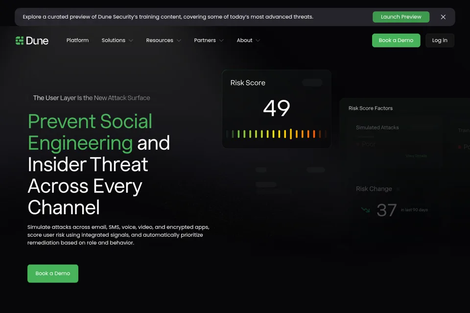 Aperçu de la landing page