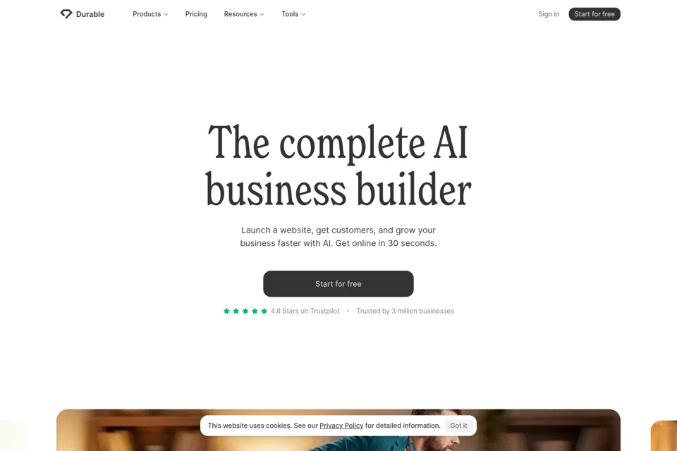 Aperçu de la landing page