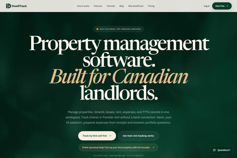 Aperçu de la landing page