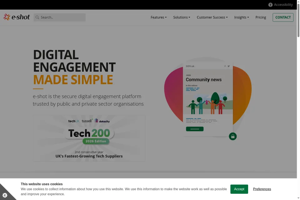 Aperçu de la landing page