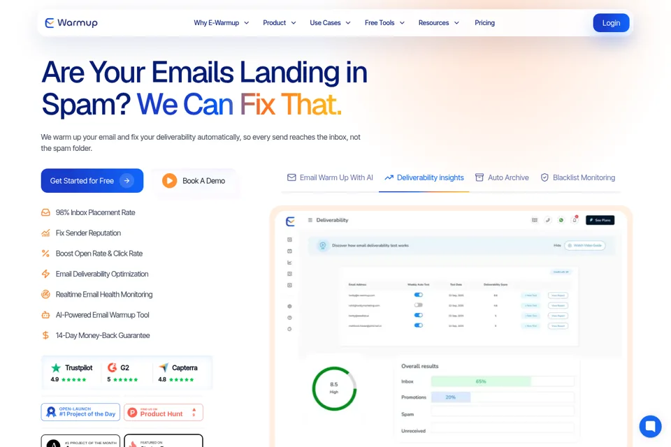 Aperçu de la landing page
