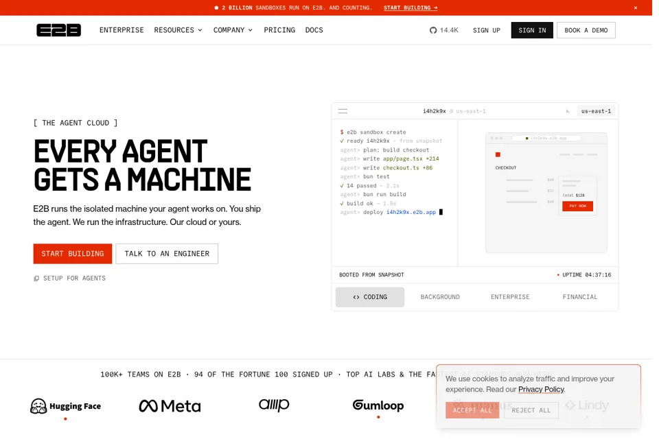Aperçu de la landing page