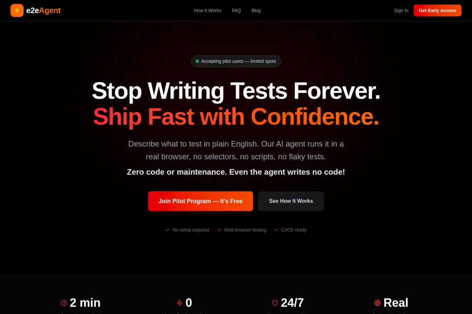 Aperçu de la landing page