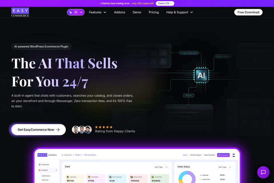 Aperçu de la landing page