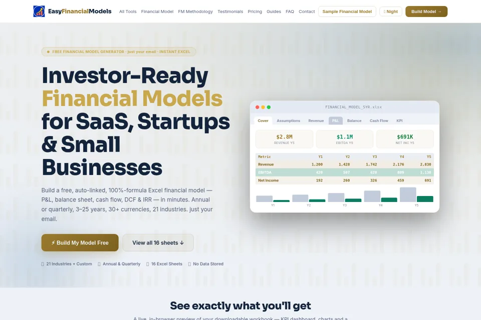 Aperçu de la landing page