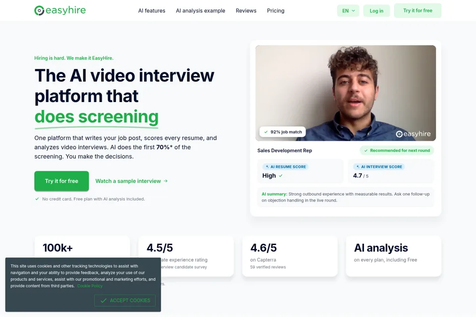 Aperçu de la landing page